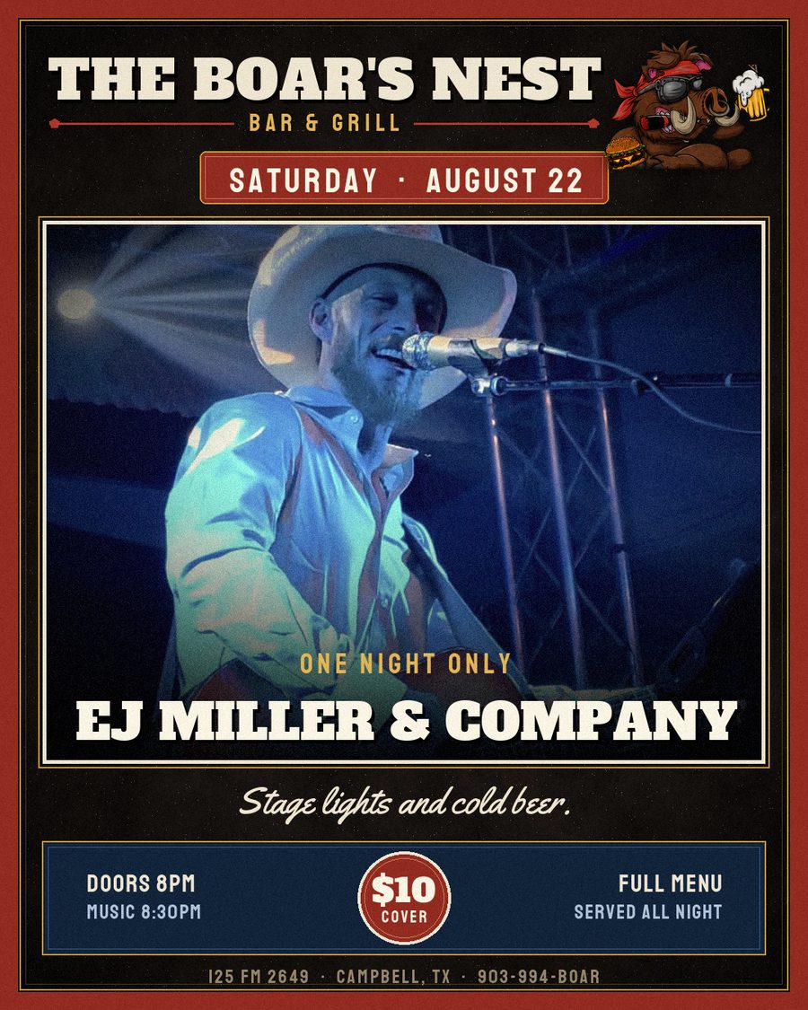 EJ Miller and Company live at The Boar's Nest, Saturday, August 22